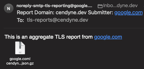 TLS Reports email