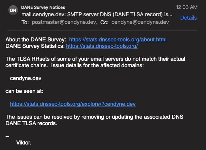 DANE survey notice