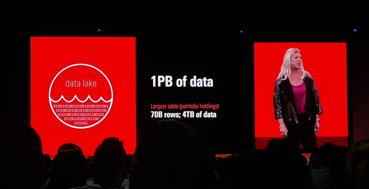 A very red slide which reads 1 peta byte of data